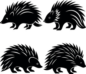 Simple Porcupine Silhouette Vector High-Resolution Graphic.