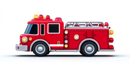 Cartoon Fire Truck Standing By, Ready for Action