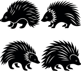 Simple Porcupine Silhouette Vector High-Resolution Graphic.