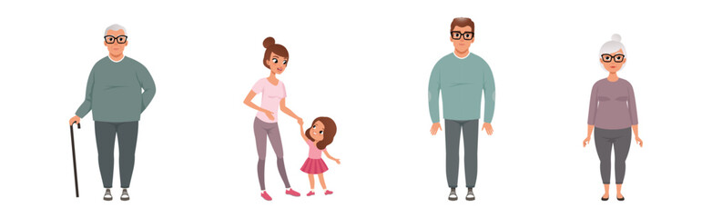 Man and Woman in Different Age Vector Set
