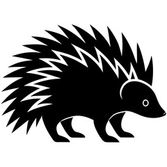 High-Quality Porcupine Silhouette Vector Icon White Background. 
