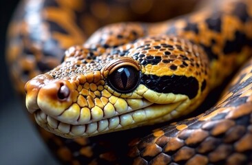 Fototapeta premium Close-up brown snake looking at the camera