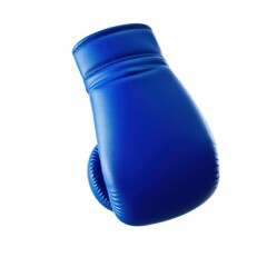 A blue boxing glove shown in the side view on a transparent background, suitable for sports and fitness illustrations.  Perfect Any Project.