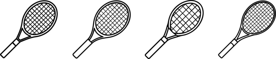 Set of Line art of tennis racket vector illustration