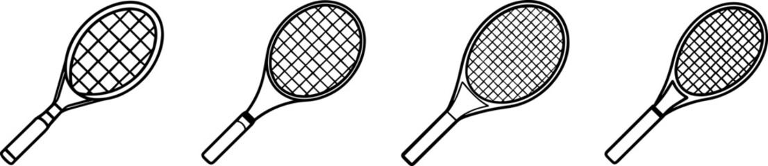 Set of Line art of tennis racket vector illustration