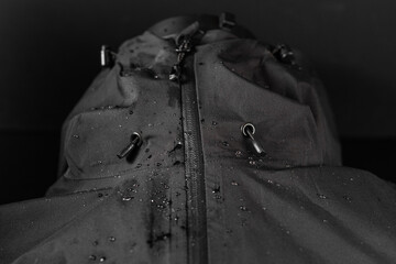 Fabric with drops. Waterproof fabric. Water-resistant fabric. Jacket that doesn't get wet. Breathable fabric. © vzwer