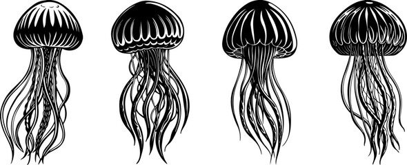 Set of silhouette art of octopus vector illustration © Vector Visionary