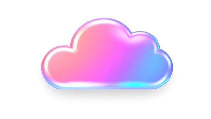 Iridescent 3D Cloud Icon in Gradient Colors. Ideal for Weather and Cloud Computing Symbols in Digital Design. Perfect Any Project.