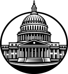 United States Capitol Hill Building Silhouette, Government, Politics, and Washington D.C. Symbol