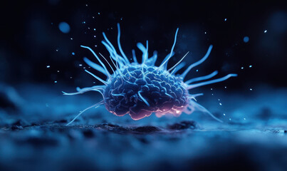 Obraz premium Explore the Fascinating World of Microbes: A Stunning Close-Up of a Bacterial Cell in the Depths of Science and Nature's Intricacies