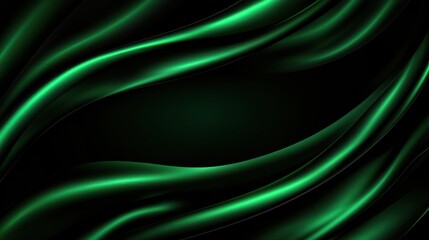 Obraz premium A luxurious 3D render of deep emerald green silk drapery, folded intricately to create an abstract background with flowing waves and smooth textures. 