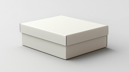 Naklejka premium A pristine white box sits quietly on a clean surface, its simple design and soft shadows hinting at the mystery within. Ideal for gift-giving or storage, it captivates attention