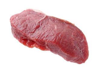 Piece of raw beef meat isolated on white