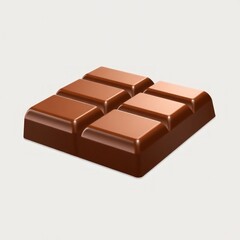 Fototapeta premium 3D illustration of a chocolate bar featuring smooth, square pieces. The design emphasizes a rich, indulgent treat with a glossy surface. Perfect Any Project.