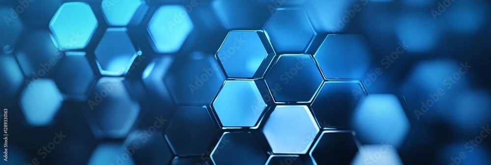 Wall mural abstract blue hexagonal pattern for modern web design background
