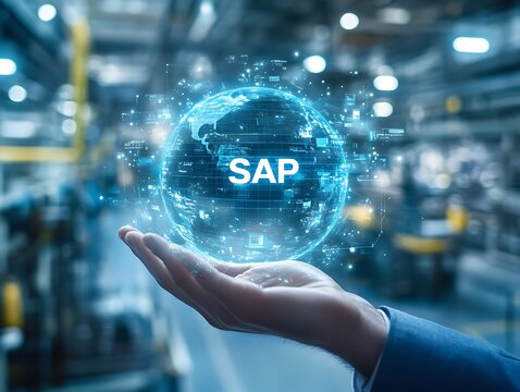Hand Holding SAP Globe Factory - Powered by Adobe