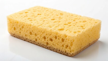 Yellow Cleaning Sponge on White Background