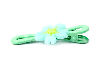 Cute hair clip with flower isolated on white