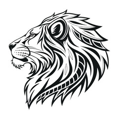 Adobe Illustrator Artwork A detailed lion head vector graphic, perfect for logos, tattoos, and branding. It is ideal for wildlife and sports designs. Available in EPS
