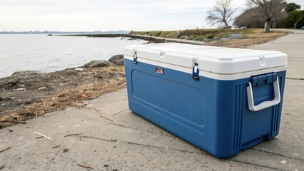 Blue Cooler on White Background