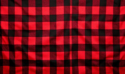Red and black buffalo check plaid fabric background.