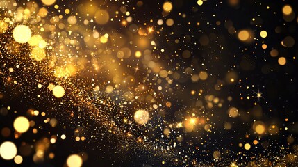 Obraz premium Sparkling Golden Glittering Lights Background Festive Bokeh Abstract Shimmering Texture