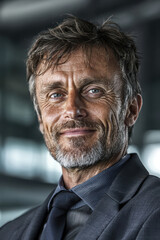 Confident Business Professional Portrait Exuding Charisma and Success in a Modern Office Environment