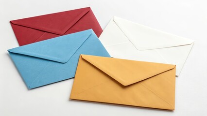 Four Envelopes on White Background