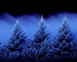 Blue winter forest, night scene