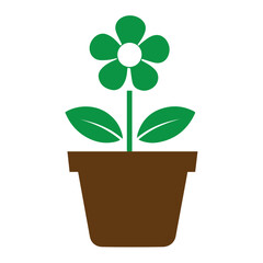 potted flower icon in green and brown against a white background