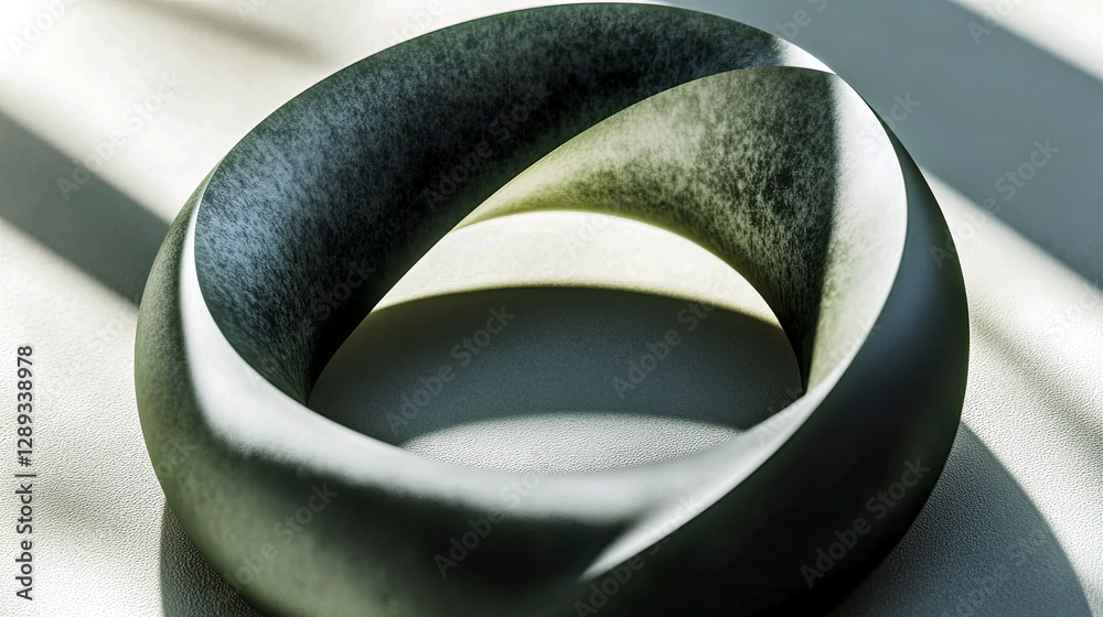 Aufkleber Sliced Olive Casting a Shadow Resembling an Infinity Loop in a Minimalist Setting