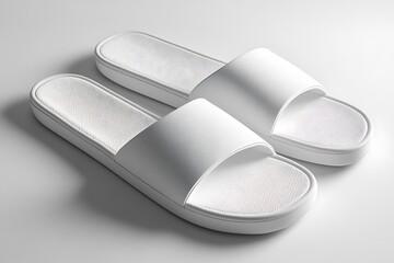 These two pristine white sandals are laying next to each other