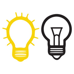black and yellow lightbulb icons against a white background