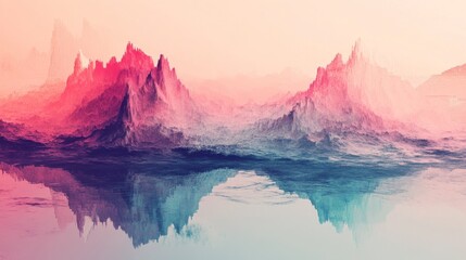 Obraz premium Majestic mountains reflected beautifully in the calming still water below