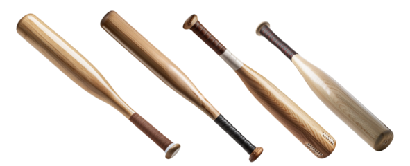 Set of baseball bats isolated on transparent background