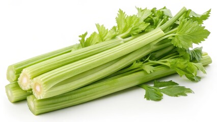 Obraz premium Celery Stalks on White Background