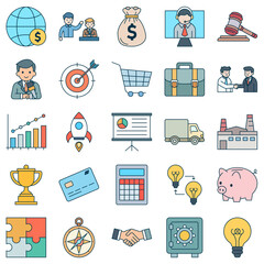 Business people icons set, Included icons as Negotiation, Interview, Light Bulb, Briefcase and more symbols collection, logo isolated vector illustration