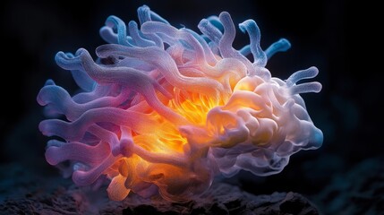 Obraz premium Glowing Fluid Tendrils with Bright Core Creating a Surreal Appearance. Generative AI