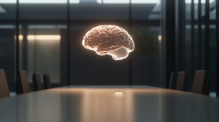 AI Brain Model Inspires Executive Brainstorming in Modern Boardroom