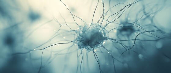 A close-up of delicate neuron structures intricately connected, set against a soft blue background, reflecting the complexity of the human brain.