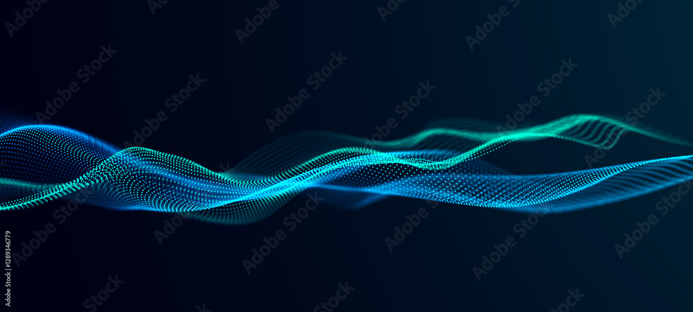 Leinwandbilder Futuristic sound flow wave. Equalizer for music. Data transfer. 3D rendering.