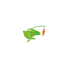 Rabbit carrot icon logo flat vector design