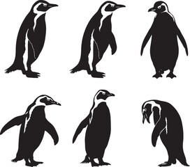 penguin silhouettes vector