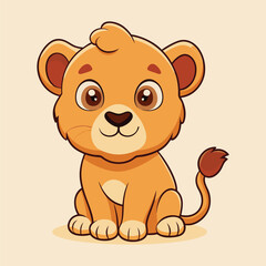 Obraz premium Cute Baby Lion Sitting Down Cartoon Illustration design 
