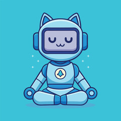 Meditating Robot Character Art Illustration design