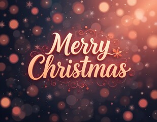 Merry Christmas typography with salmon color background.