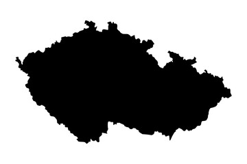 Obraz premium Vector map of Czechia, Czech Republic of, a country in Central Europe. Detailed black silhouette, isolated on white background.