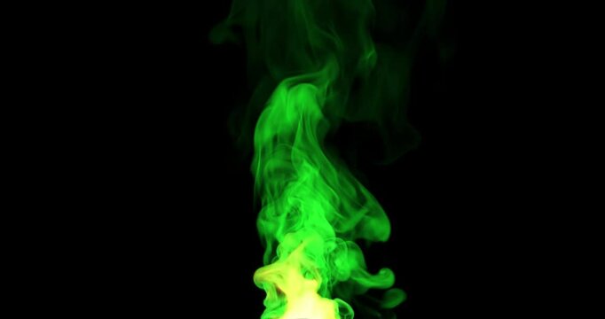 Wispy mysterious green smoke movement 4k motion effect on dark backgrounds rendering