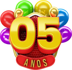 selo 3d feliz aniversário anos colorido.