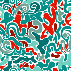 Abstract seamless graphic red and blue background. hand drawing. Not AI, Vector illustration.